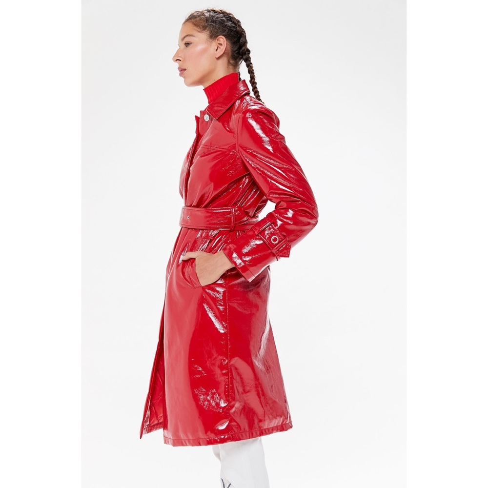 Avec Les Filles Red Patent Trench